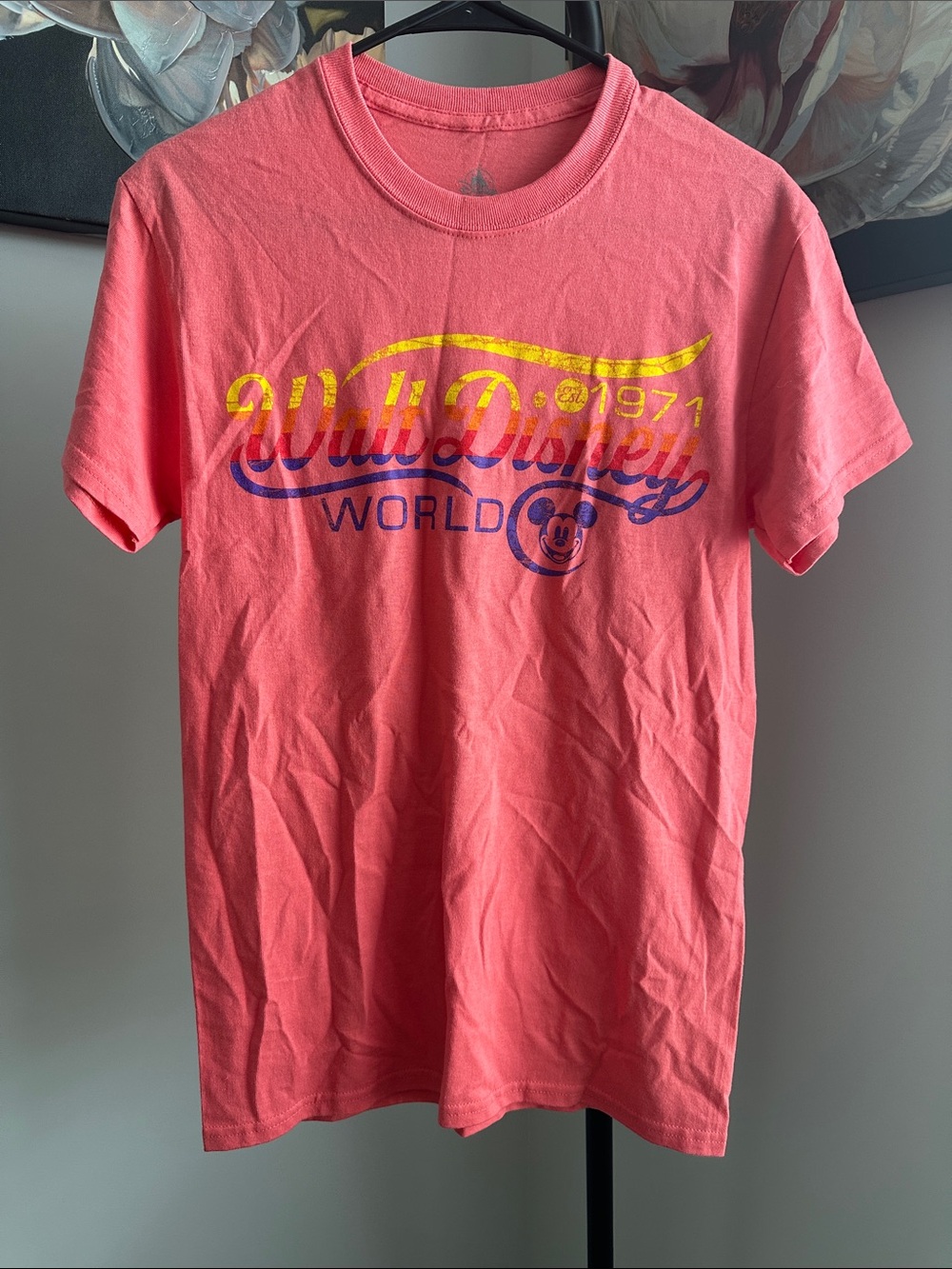 Disney Coral Pink Short Sleeve Tee with Walt Disney World Logo